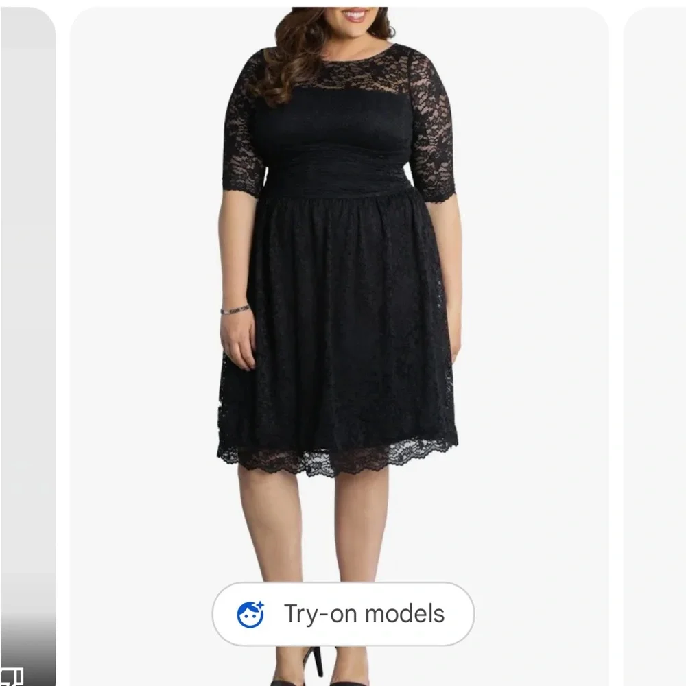 NWT - Beautiful Lined Black Lace Dress - Picture 4 of 7